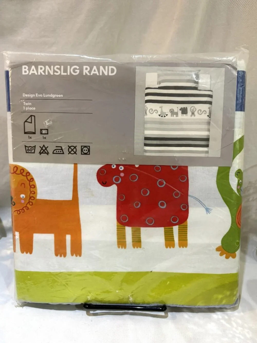 IKEA BARNSLIG RAND Twin Quilt Duvet Cover Pillowcase Animal Print New in Package